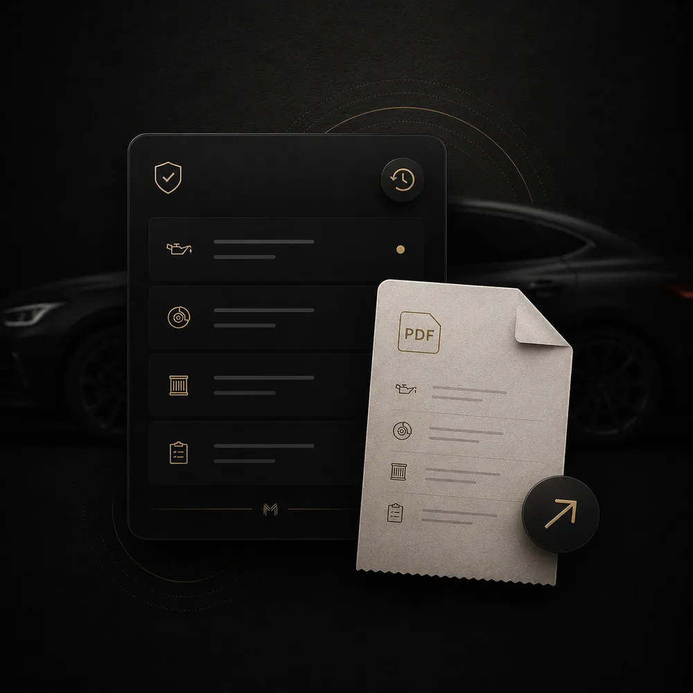 A Maintory PDF export of a car's full service and repair history